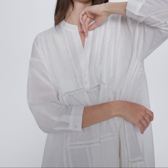 ZARA Embroidered Voluminous Dress - EUC - Size M - Picture 5 of 12